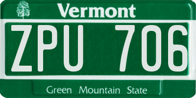VT license plate ZPU706