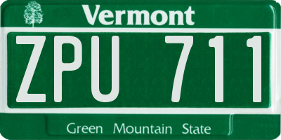 VT license plate ZPU711