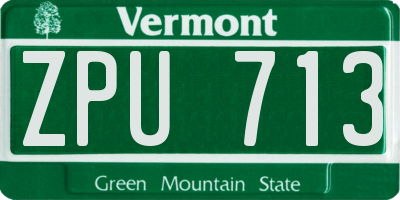VT license plate ZPU713