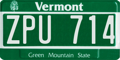 VT license plate ZPU714