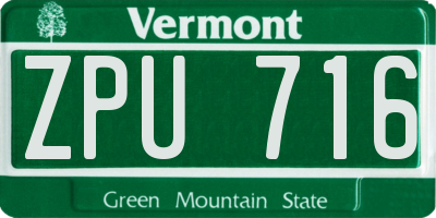 VT license plate ZPU716