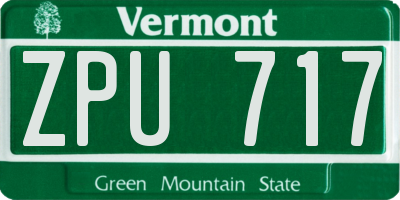 VT license plate ZPU717