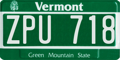 VT license plate ZPU718