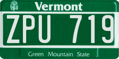 VT license plate ZPU719