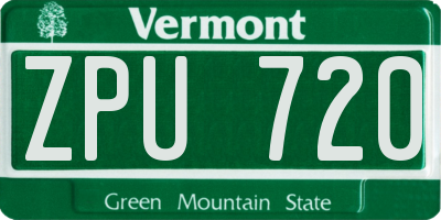 VT license plate ZPU720