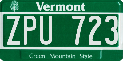 VT license plate ZPU723