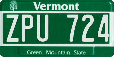 VT license plate ZPU724