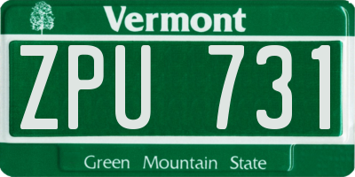 VT license plate ZPU731