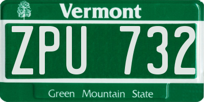 VT license plate ZPU732