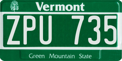 VT license plate ZPU735