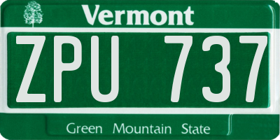 VT license plate ZPU737