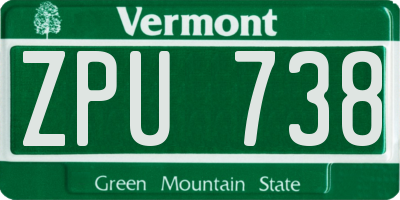 VT license plate ZPU738