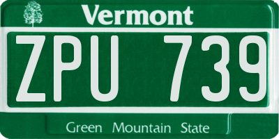 VT license plate ZPU739