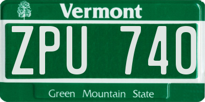 VT license plate ZPU740