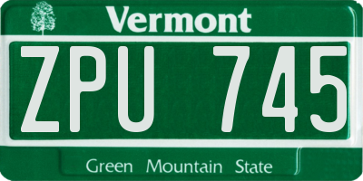 VT license plate ZPU745