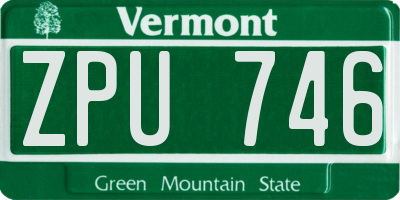 VT license plate ZPU746