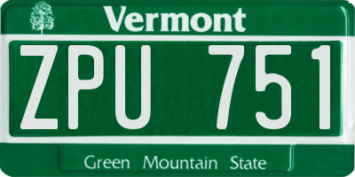 VT license plate ZPU751