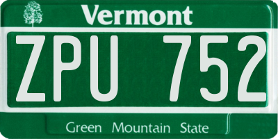 VT license plate ZPU752