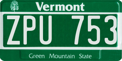 VT license plate ZPU753