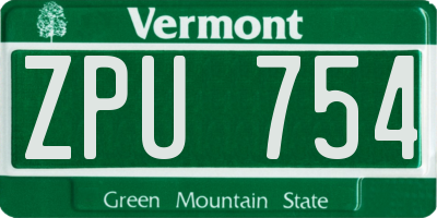 VT license plate ZPU754
