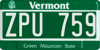 VT license plate ZPU759
