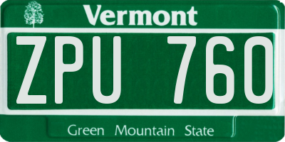 VT license plate ZPU760