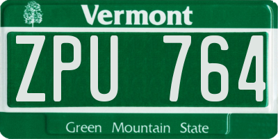 VT license plate ZPU764