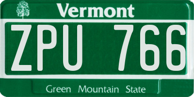 VT license plate ZPU766