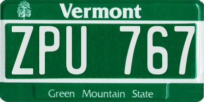 VT license plate ZPU767