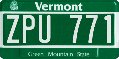 VT license plate ZPU771