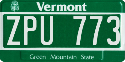 VT license plate ZPU773