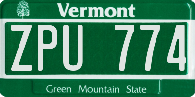 VT license plate ZPU774
