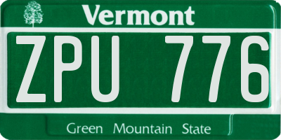 VT license plate ZPU776
