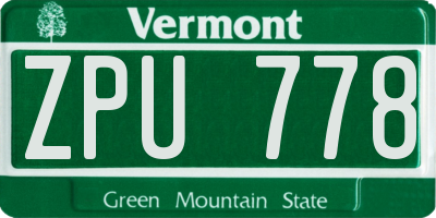 VT license plate ZPU778