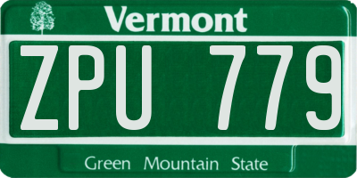 VT license plate ZPU779