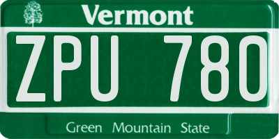 VT license plate ZPU780