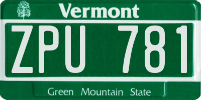 VT license plate ZPU781
