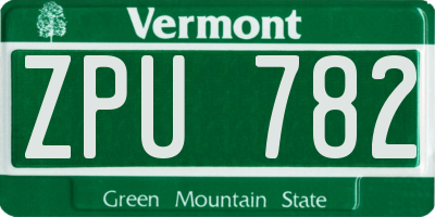VT license plate ZPU782