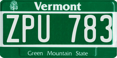 VT license plate ZPU783