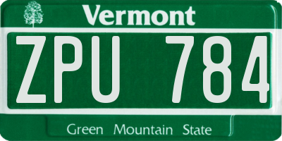 VT license plate ZPU784