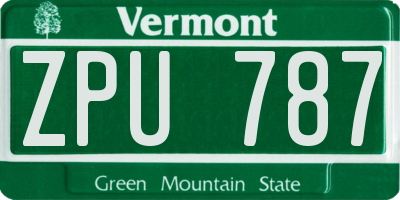 VT license plate ZPU787
