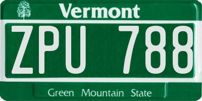 VT license plate ZPU788