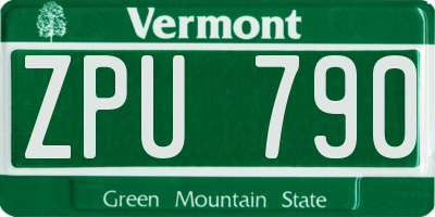 VT license plate ZPU790