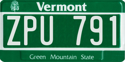 VT license plate ZPU791