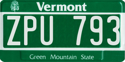 VT license plate ZPU793