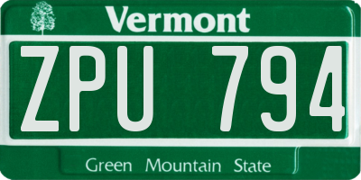 VT license plate ZPU794