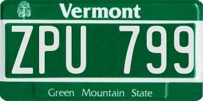 VT license plate ZPU799