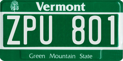 VT license plate ZPU801