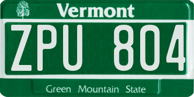 VT license plate ZPU804