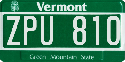 VT license plate ZPU810